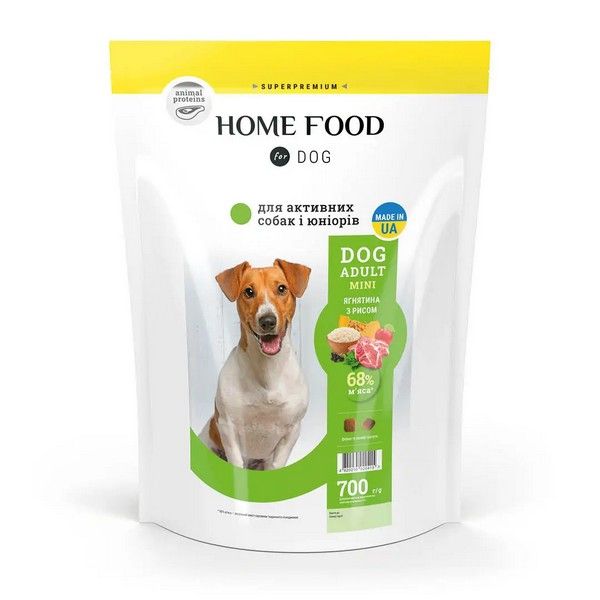 Сухий корм Home Food Mini Adult Dog для юніорів і дорослих собак малих порід з м’ясом ягня 700 г hf1047007 фото