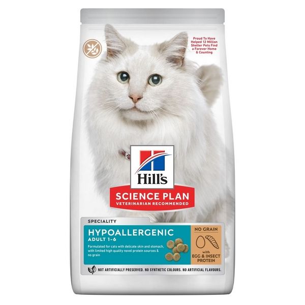 Сухий корм Hill's SP Adult Hypoallergenic для дорослих котів з яйцями та білками комах 1.5кг 607869 фото