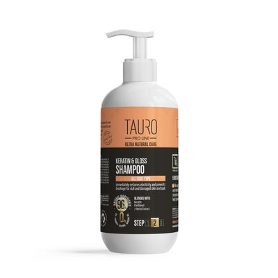 Кератиновый шампунь Tauro Pro Line Ultra Natural Care Keratin & Gloss Shampoo для шерсти собак и кошек 400 мл TPL63606 фото