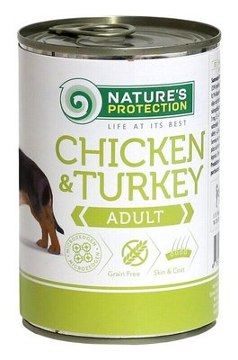 Влажный корм Nature's Protection Adult Chicken & Turkey для взрослых собак всех пород с курицей и индейкой 400г KIK24630 фото