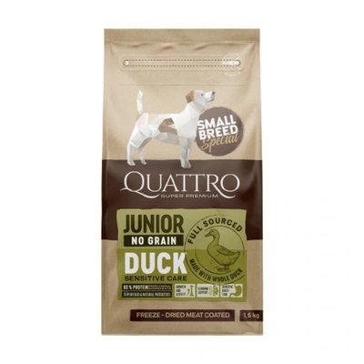 Сухий беззерновий корм Quattro Special Junior Small Breed для юніорів дрібних порід з качкою 1.5кг 500114181 фото