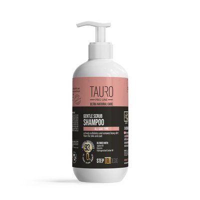 Нежный шампунь-скраб Tauro Pro Line Ultra Natural Care Gentle Scrub Shampoo для шерсти и кожи собак и кошек 400 мл TPL63598 фото