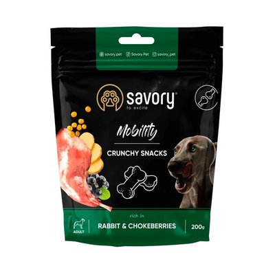Ласощі Savory crunchy snacks Mobility, with Rabbit для дорослих собак усіх порід з м'ясом кролика 200 г svr31362 фото
