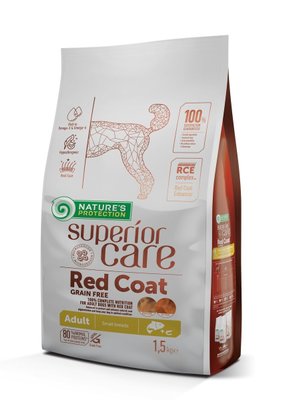 Сухий корм Nature‘s Protection Superior Care Red Coat Grain Free Adult Small Breeds with Salmon для дорослих собак з рудим забарвленням шерсті, для малих порід 1,5 кг NPSC47230 фото