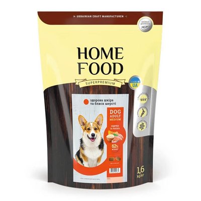 Сухий корм Home Food Adult Dog для дорослих собак з м'ясом індички та лососем 1.6 кг hf1018016 фото