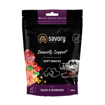 Ласощі Savory crunchy snacks Immunity ,with Duck для дорослих собак усіх порід з м'ясом качки 200 г svr31331 фото