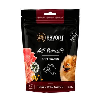 Ласощі Savory crunchy snacks Anti-Parasitic, with Tuna для дорослих собак усіх порід з тунцом 200 г svr31324 фото