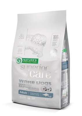 Сухий корм Nature‘s Protection Superior Care White dogs Grain Free Salmon Adult Small and Mini Breeds для дорослих собак всіх порід з білим забарвленням шерсті з лососем 1,5 кг NPSC45834 фото
