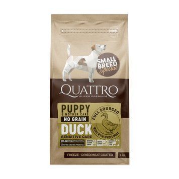 Сухой беззерновой корм Quattro Special Puppy and Mother care Small Breed для щенков/беременных/кормящих собак малых пород с уткой 7кг 500114184 фото
