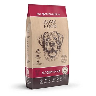 Сухой корм Home Food Adult Dog для активных взрослых собак всех пород с говядиной 10 кг hf1078100 фото
