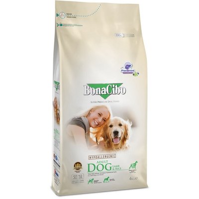 Сухой корм BonaCibo Adult Dog Lamb & Rice для взрослых собак всех пород с мясом ягненка и рисом 4кг BC406168  фото