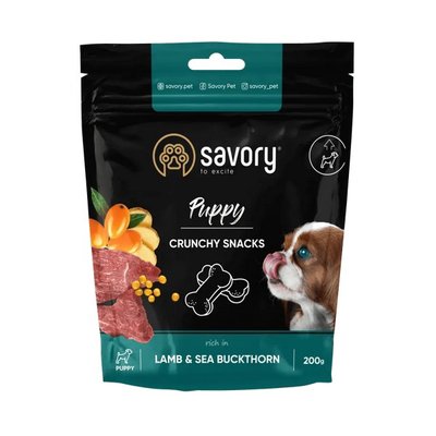Лакомство Savory crunchy snacks Puppy with Lamb для щенков всех пород с мясом ягненка 200 г svr31379 фото