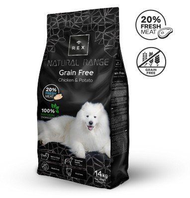 REX NR Grain Free Adult Chicken & Potato беззерновий сухий корм для дорослих собак з куркою та картоплею 14 кг 40571 фото