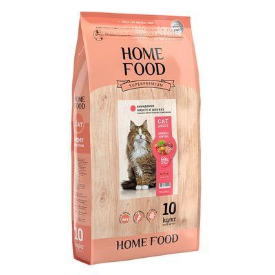 Сухой корм Home Food Hairball для взрослых кошек с мясом птицы 10 кг hf3058100 фото
