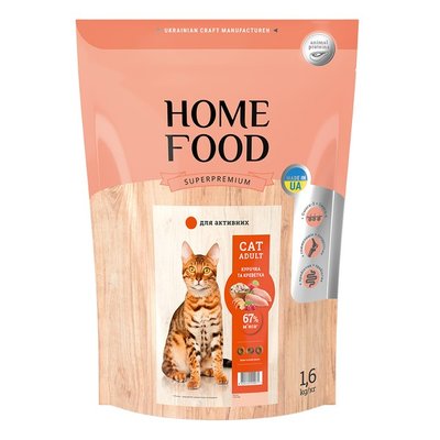 Сухой корм Home Food для взрослых кошек с мясом курицы и креветкой 1.6 кг hf3038016 фото