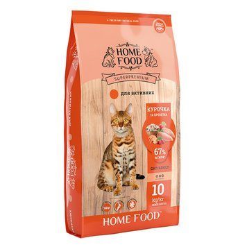 Сухий корм Home Food для дорослих котів з м'ясом курки та креветкой 10 кг hf3038100 фото