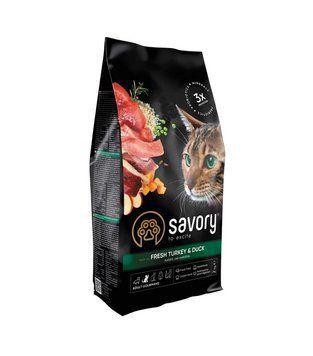 Сухой корм Savory Cat Gourmand Fresh Turkey and Duck для взрослых кошек с индейкой и уткой 2кг svr30051 фото