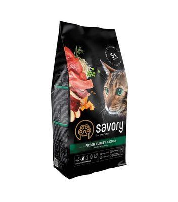 Сухой корм Savory Cat Gourmand Fresh Turkey and Duck для взрослых кошек с индейкой и уткой 2кг svr30051 фото