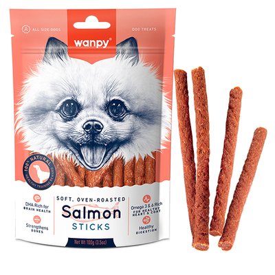 Лакомство Wanpy Salmon Sticks для собак палочки из лосося 100 г SB-14 фото