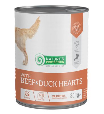 Влажный корм NP Adult with Beef & Duck Hearts для взрослых собак всех пород с говядиной и и утиным сердцем 800г KIK45605 фото