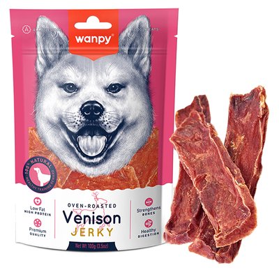 Лакомство Wanpy Venison Jerky для собак слайсы из вяленого мяса оленины 100 г VA-01H фото