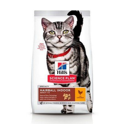 Сухой корм Hill's SP Adult Hairball & Indoor для взрослых кошек живущих в помещениях с курицей 1.5кг 604139 фото